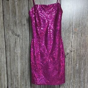 Pick 2 For $60! City Triangles Fuchsia Sequin Mini Dress